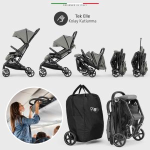 Elele Plane 2 Kabin Tipi Bebek Arabası Silver Siyah-Gri