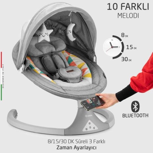 Elele Dormire 2 Elektrikli Otomatik Sallanan Kademeli Ana Kucağı